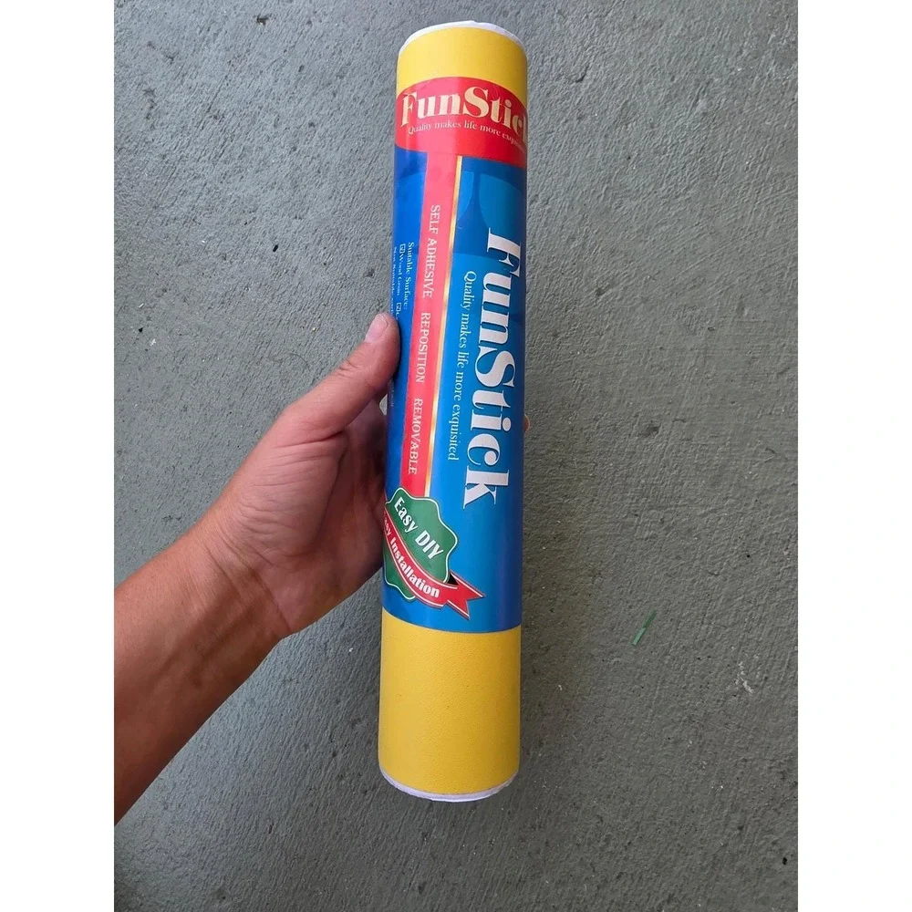 FunStick Yellow Self Adhesive Wallpaper Peel and Stick Removable Vinyl Roll D1‎